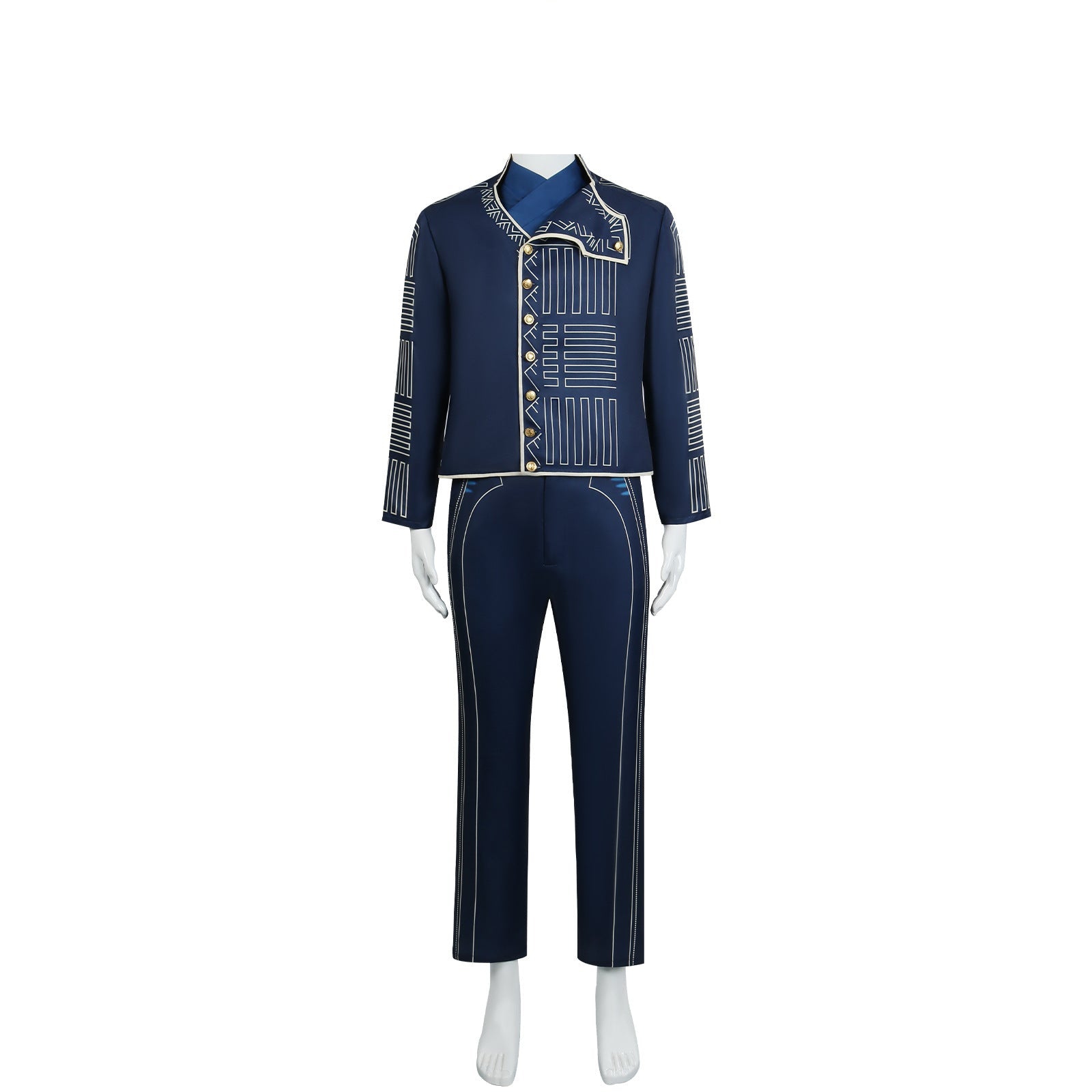 Mens Prince Costume Navy Tops Pants and Shirt Suit Cosplay Outfit