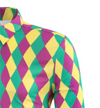 Men's Mardi Gras Outfit Purple Green and Yellow Print Shirt for Festival