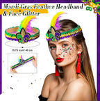 Ladies Mardi Gras Outfits Sequin Tassel Tops Skirt and Headband for Carnival