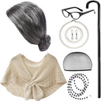 Kids Old Lady Costume 100 Days of School Grandma Outfit Girls Old Lady Cosplay Suit