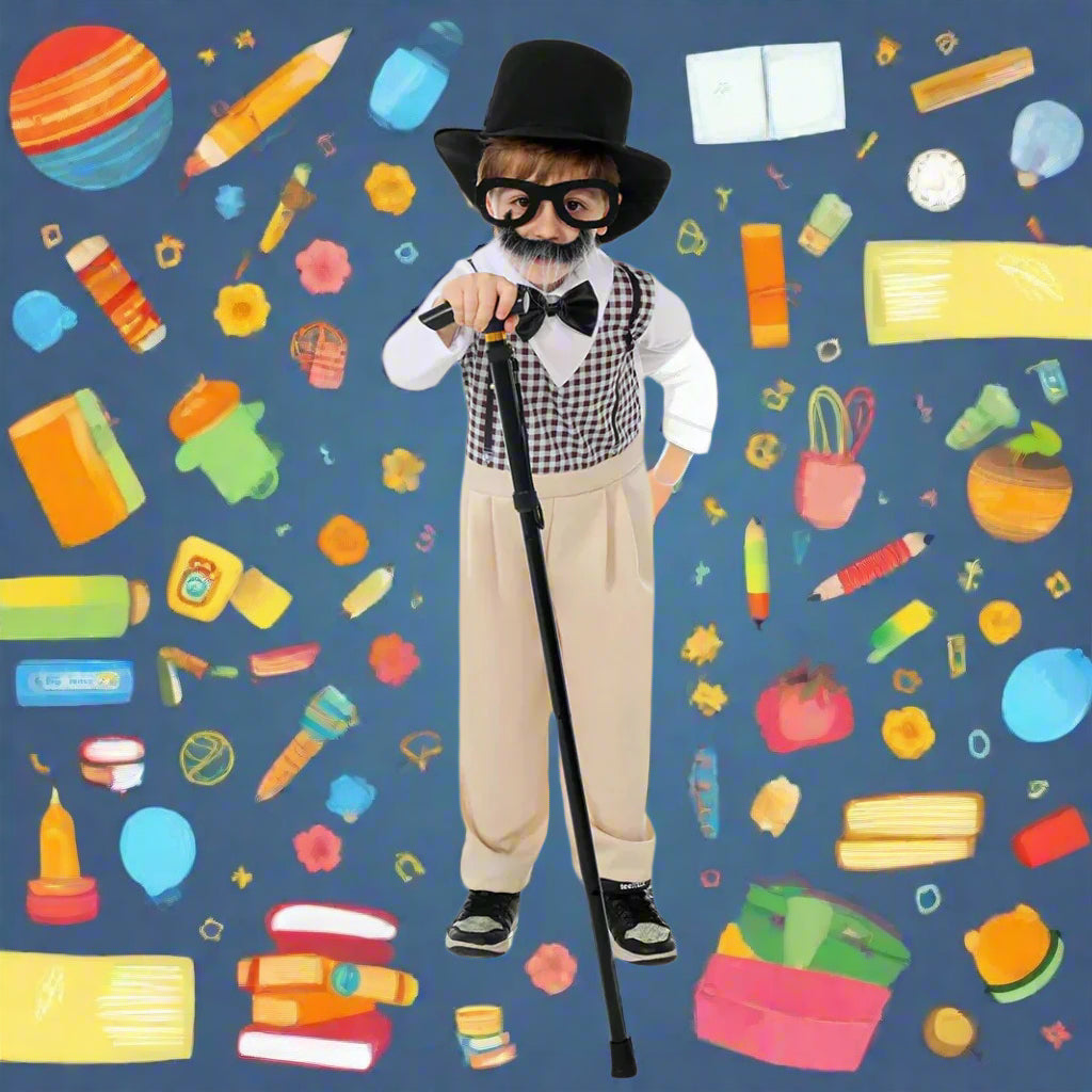 Boys 100th Day of School Outfit Kids Grandpa Costume Old Man Dress Up Suit