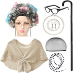 Kids Old Lady Costume 100 Days of School Grandma Outfit Girls Old Lady Cosplay Suit