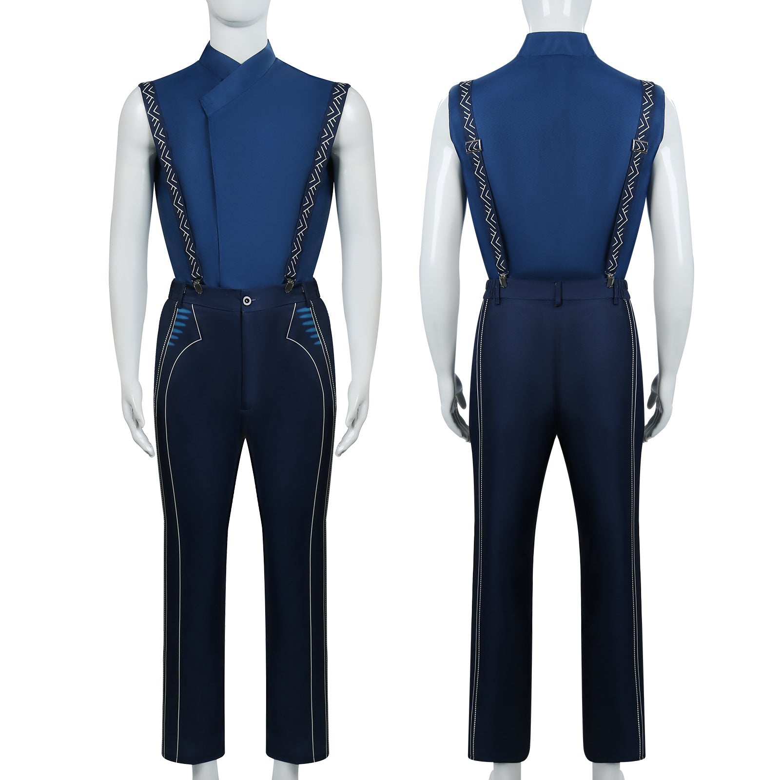 Mens Prince Costume Navy Tops Pants and Shirt Suit Cosplay Outfit