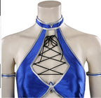Ladies Princess Kitana Costume Classic Blue Retro Game Fighter Set for Cosplay Party