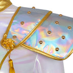 Pop Idol Costume White PU Leather Outfit Stage Performance Dress for Halloween Cosplay