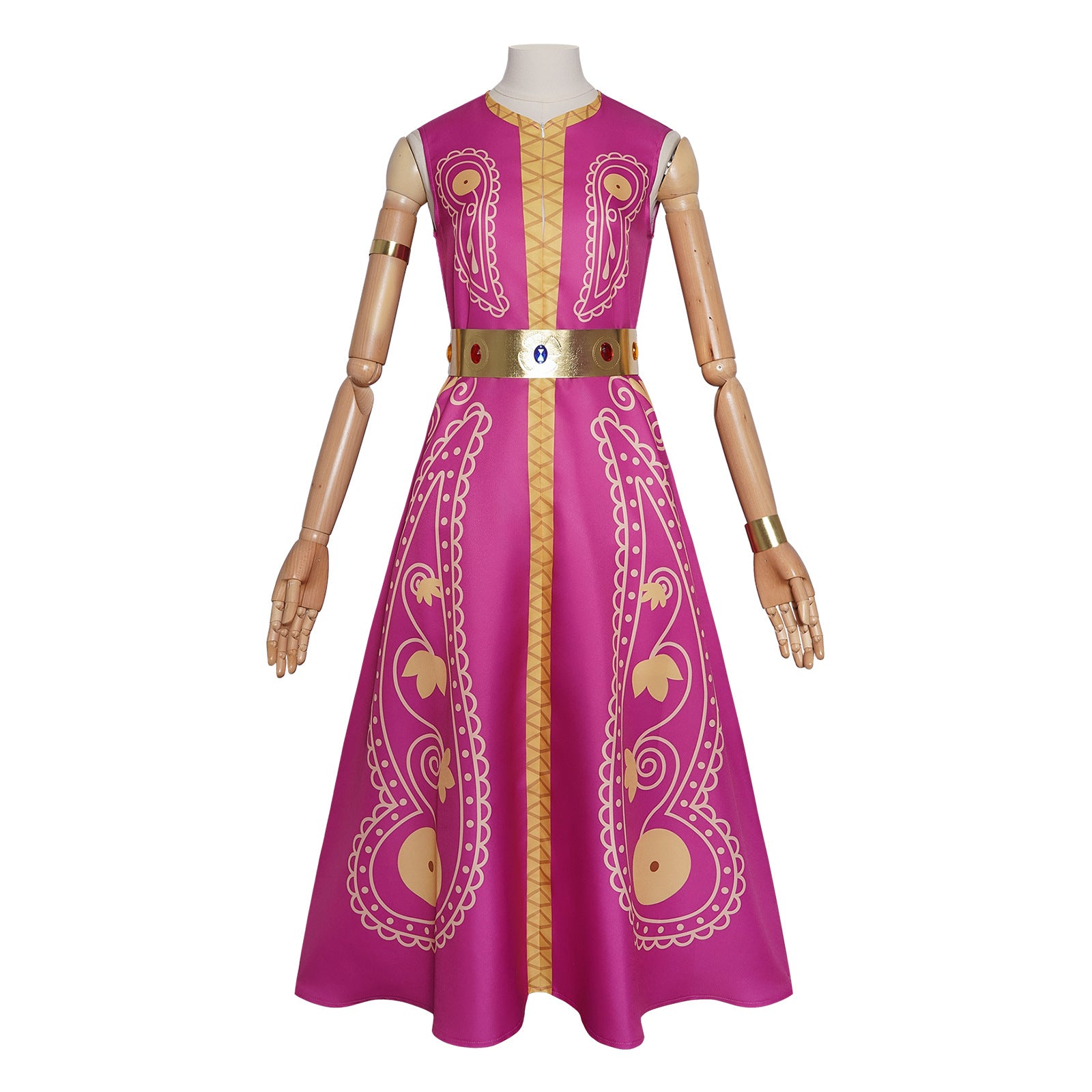 Girls Layla Princess Costume Rose Red Sleeveless Dress with Headband and Belt for Halloween Carnival