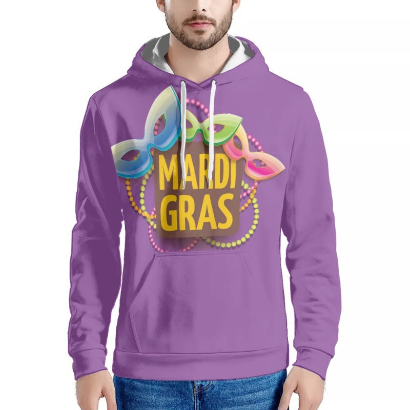 Men's Mardi Gras Costume Purple Sweatshirt Plus Size Hoodie for Carnival Themed Party