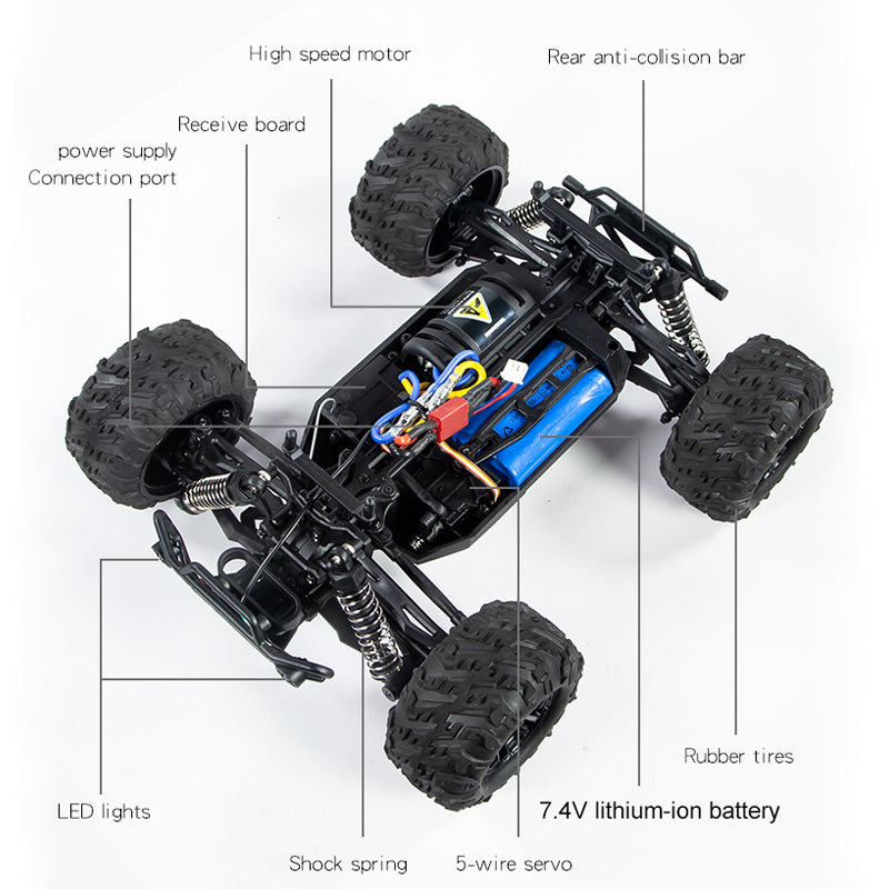 2023 New 1/16 RC Car Off Road High Speed Brushed Remote Control Car With LED Heading