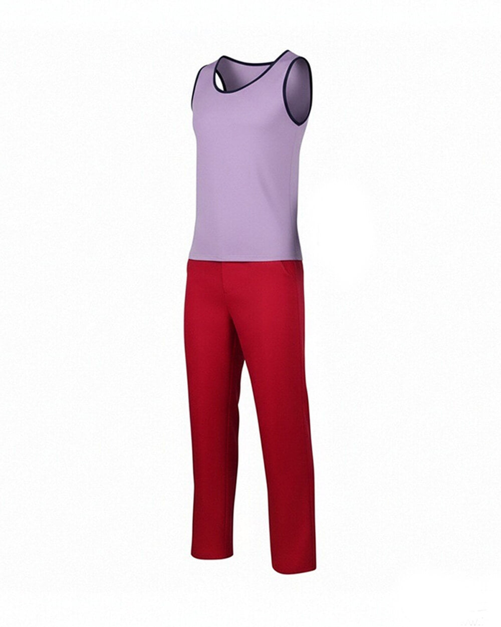 Usopp Cosplay Costume Purple Tank Top Red Pants Outfit with Bandana Satchel Bag Full Set