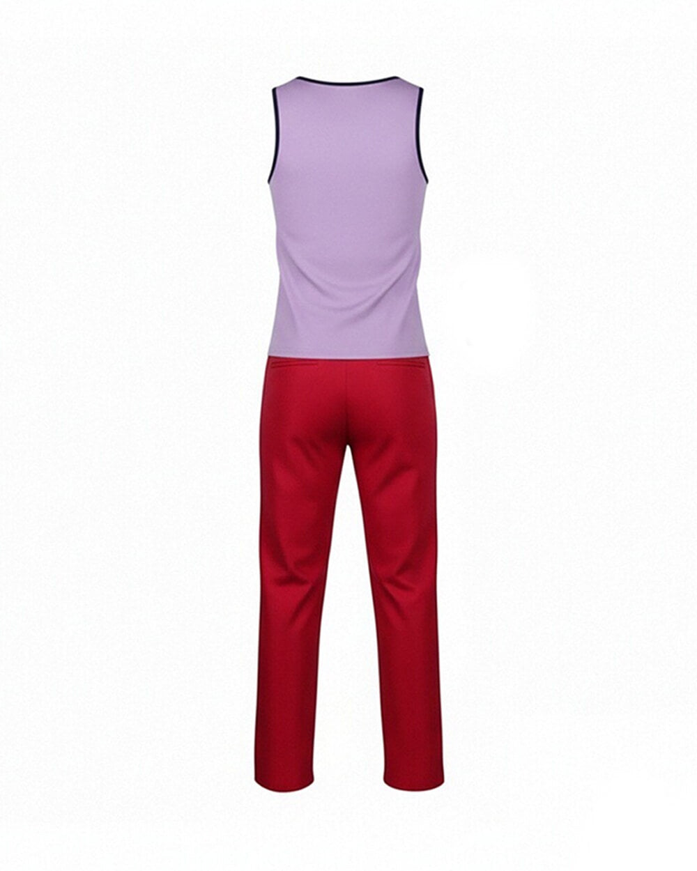 Usopp Cosplay Costume Purple Tank Top Red Pants Outfit with Bandana Satchel Bag Full Set