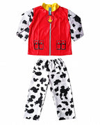 Kids Fire Rescue Dog Costume Unisex Shirt Pants Hat and Bag 4pcs Set for Dress-up Party