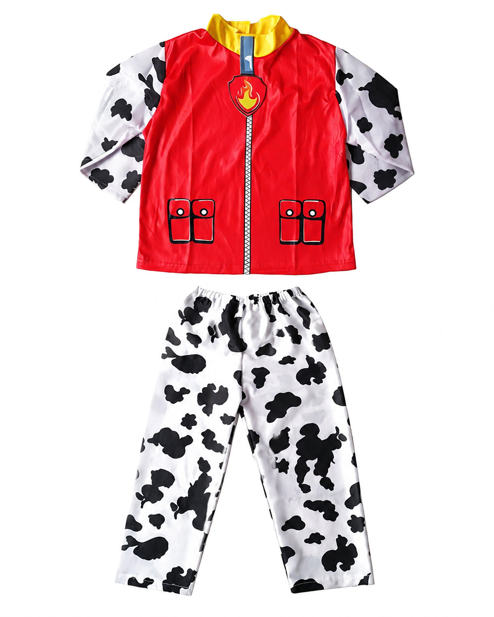 Kids Fire Rescue Dog Costume Unisex Shirt Pants Hat and Bag 4pcs Set for Dress-up Party