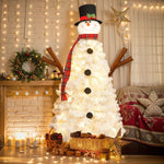 4ft Snowman-Shaped Christmas Tree with 100 Warm Lights Artificial Xmas Tree Holiday Decoration