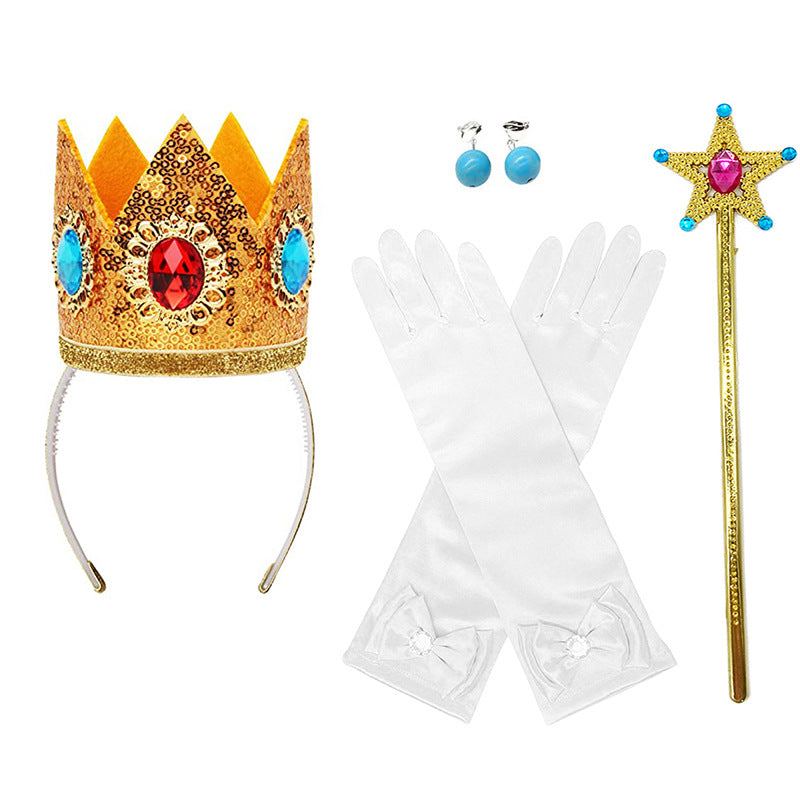 Adventures Princess Dress Pink Floral Chest Lace Gown with Classic Game Scene