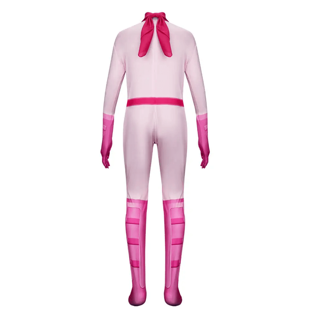 Peach Costume Girls Princess Outfit Super Brother Jumpsuit with Crown Gloves for Halloween Party