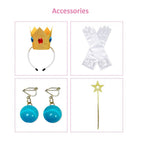 Peach Costume Girls Princess Outfit Super Brother Jumpsuit with Crown Gloves for Halloween Party