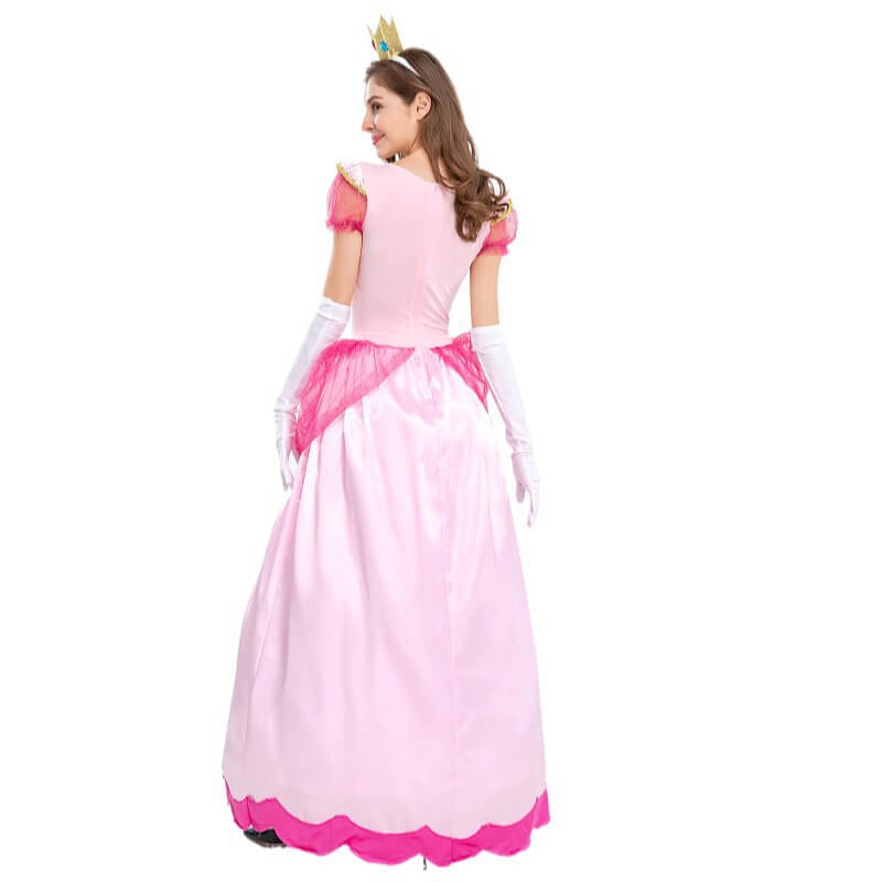 Adults Princess Dress Gloves and Crown Set Pink Ball Gown Party Costume