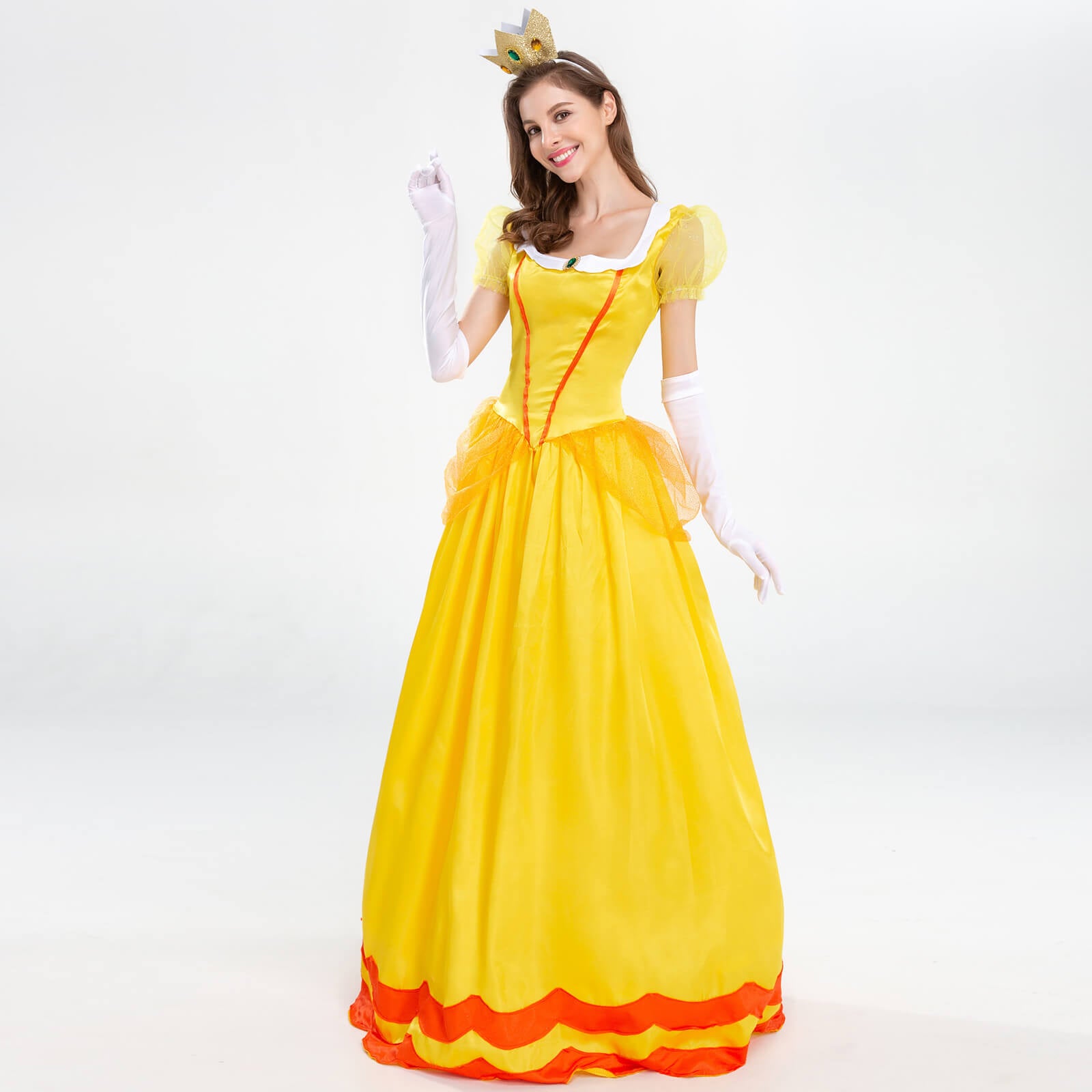 Adults Princess Dress Gloves and Crown Set Pink Ball Gown Party Costume