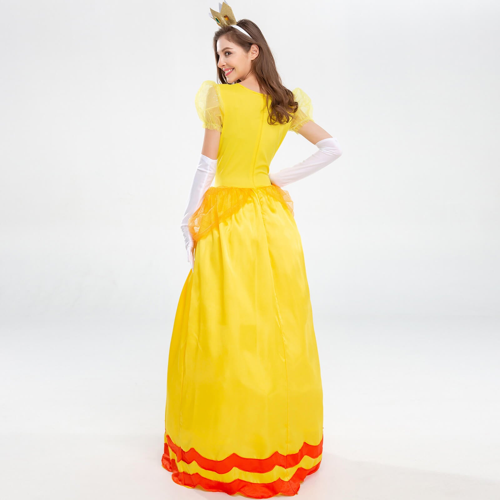 Adults Princess Dress Gloves and Crown Set Pink Ball Gown Party Costume