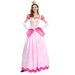 Adults Peach Princess Dress Gloves and Crown Set Pink Ball Gown Party Costume
