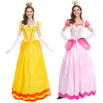 Adults Peach Princess Dress Gloves and Crown Set Pink Ball Gown Party Costume
