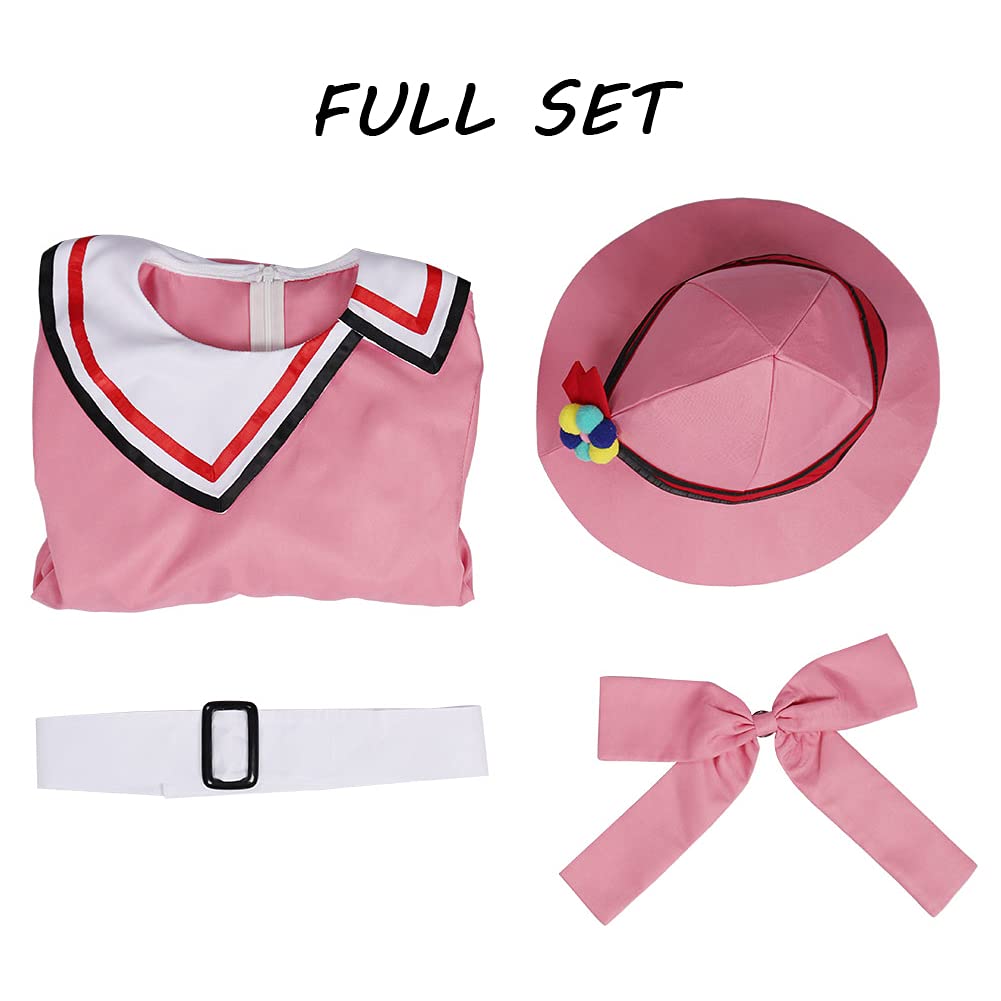 Nezuko Cosplay Costume Pink Summer Dress with Hat The Chosen Demon Nezuko Halloween Outfit