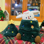 Plush Christmas Tree Doll with Movable Dog Doll Stuffed Animal Hide-and-Seek Interactive Toy Holiday Gift