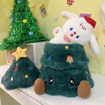 Plush Christmas Tree Doll with Movable Dog Doll Stuffed Animal Hide-and-Seek Interactive Toy Holiday Gift