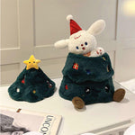 Plush Christmas Tree Doll with Movable Dog Doll Stuffed Animal Hide-and-Seek Interactive Toy Holiday Gift