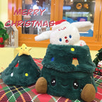 Plush Christmas Tree Doll with Movable Dog Doll Stuffed Animal Hide-and-Seek Interactive Toy Holiday Gift