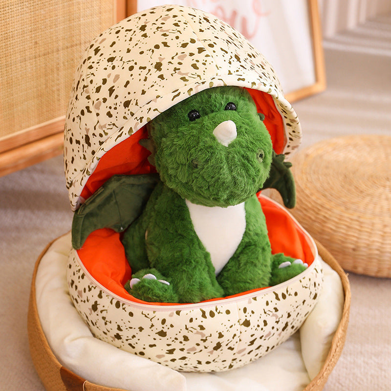 Plush Little Flying Dragon with Egg Cute Dino Stuffed Animal Toy Holiday Birthday Gift