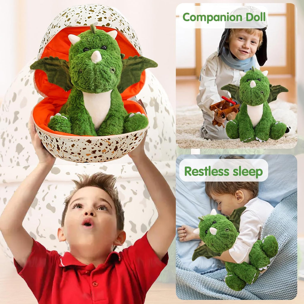 Plush Little Flying Dragon with Egg Cute Dino Stuffed Animal Toy Holiday Birthday Gift