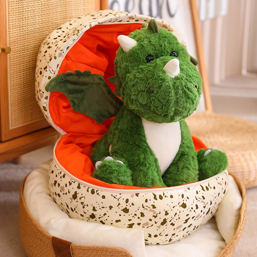 Plush Little Flying Dragon with Egg Cute Dino Stuffed Animal Toy Holiday Birthday Gift