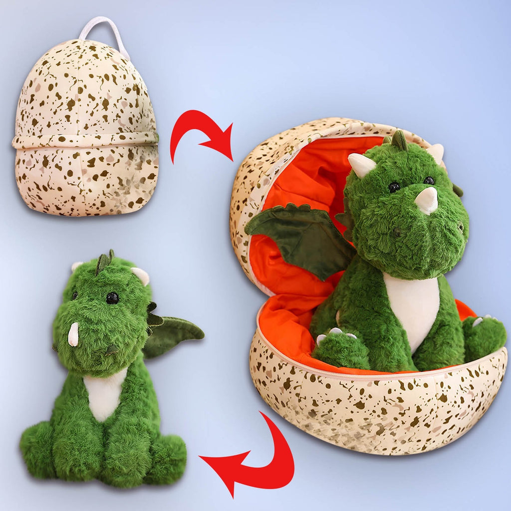 Plush Little Flying Dragon with Egg Cute Dino Stuffed Animal Toy Holiday Birthday Gift