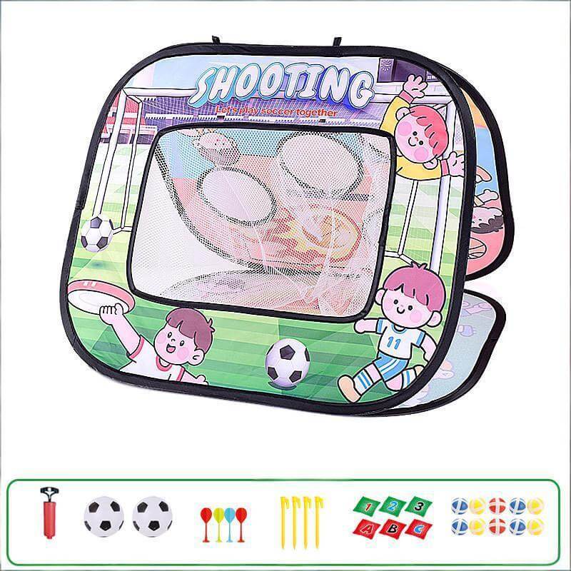 Portable 4-in-1 Soccer Goals Set Foldable Throwing Game Board for Kids 3+ Indoor & Outdoor Toy