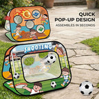 Portable 4-in-1 Soccer Goals Set Foldable Throwing Game Board for Kids 3+ Indoor & Outdoor Toy