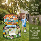 Portable 4-in-1 Soccer Goals Set Foldable Throwing Game Board for Kids 3+ Indoor & Outdoor Toy