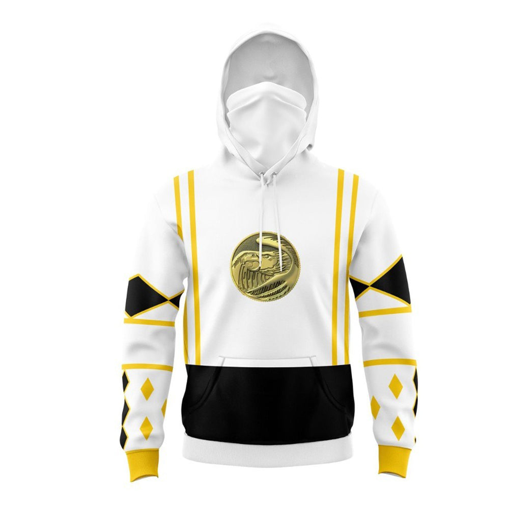 Adult Dragon Ranger Hoodie White Zip Up Hooded Sweatshirt with Plus Size for Daily Wear