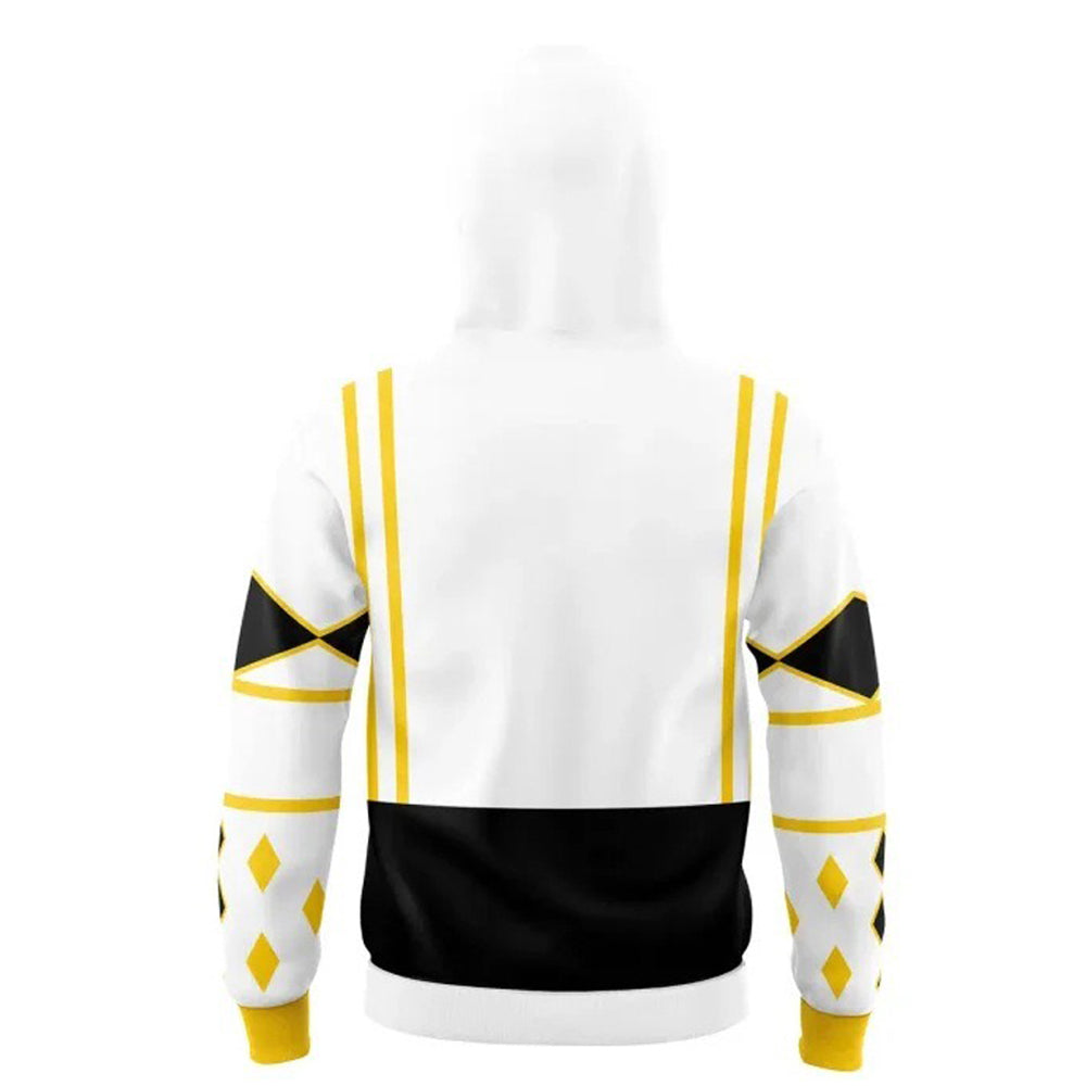 Adult Dragon Ranger Hoodie White Zip Up Hooded Sweatshirt with Plus Size for Daily Wear