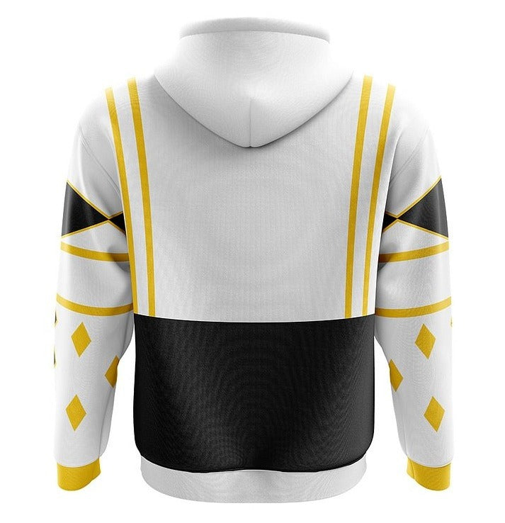 Adult Dragon Ranger Hoodie White Zip Up Hooded Sweatshirt with Plus Size for Daily Wear