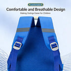 Preschool Backpack Cartoon Dino Schoolbag with Reflective Strip and Detachable Front Pouch
