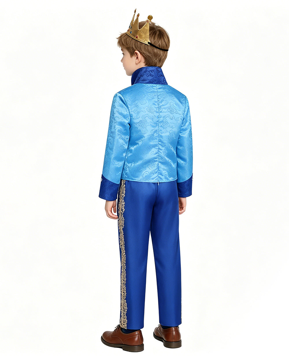 Boys Prince Zane Costume Blue Tops Pants Crown and Shirt 4pcs Set for Dress up Party