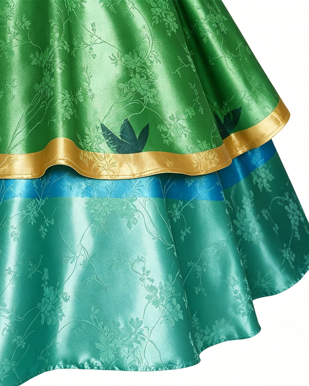 Girls Princess Camila Costume Green Double-layered Ruffled Sleeves Elegant Gown with Accessorie for Cosplays