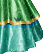 Girls Princess Camila Costume Green Double-layered Ruffled Sleeves Elegant Gown with Accessorie for Cosplays