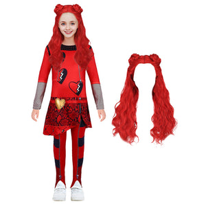 Girls Princess Red Costume The Rise of Red Jumpsuit and Wig for Cosplay