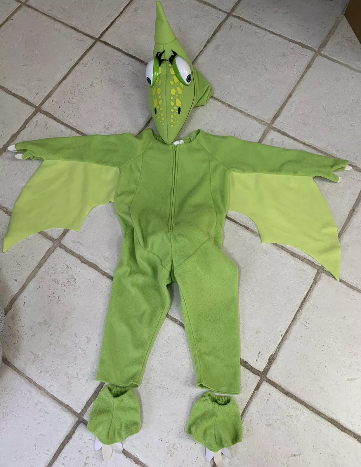 Kids Pterosaur Costume Dinosaur Jumpsuit Helmet 2Pcs Suit for Halloween Carnival (3-10 Years)