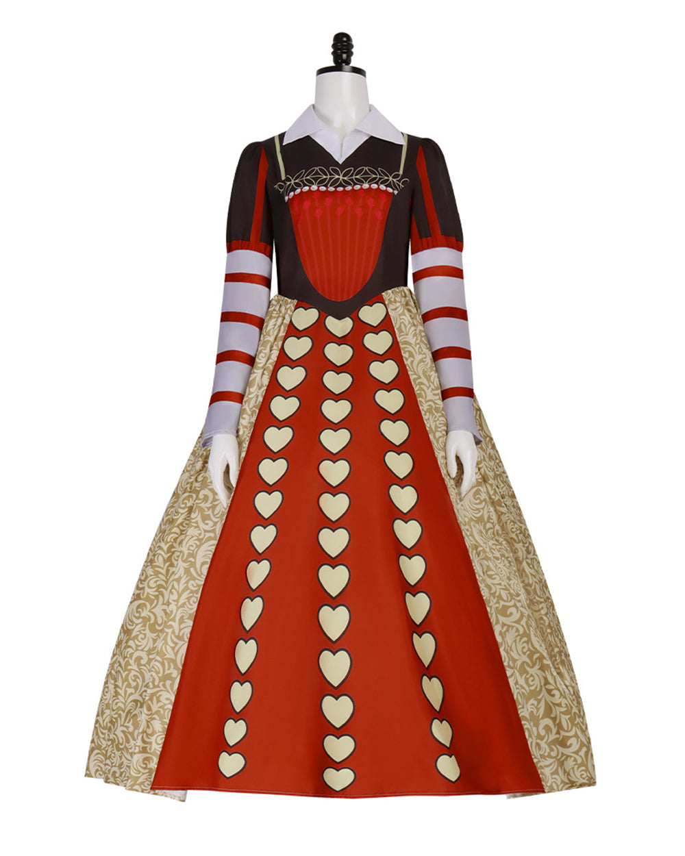Women Red Heart Queen Dress Gothic Villain Queen Stand Collar Ball Gown for Comic Conventions