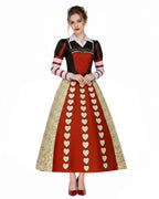 Women Red Heart Queen Dress Gothic Villain Queen Stand Collar Ball Gown for Comic Conventions