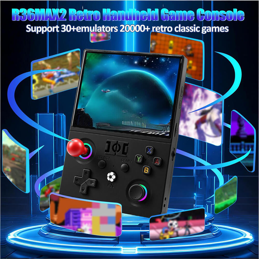 R36MAX II Retro Handheld Game Console 128GB SD Card Game Console with RGB Joysticks and 4000mAh Battery For Gamers
