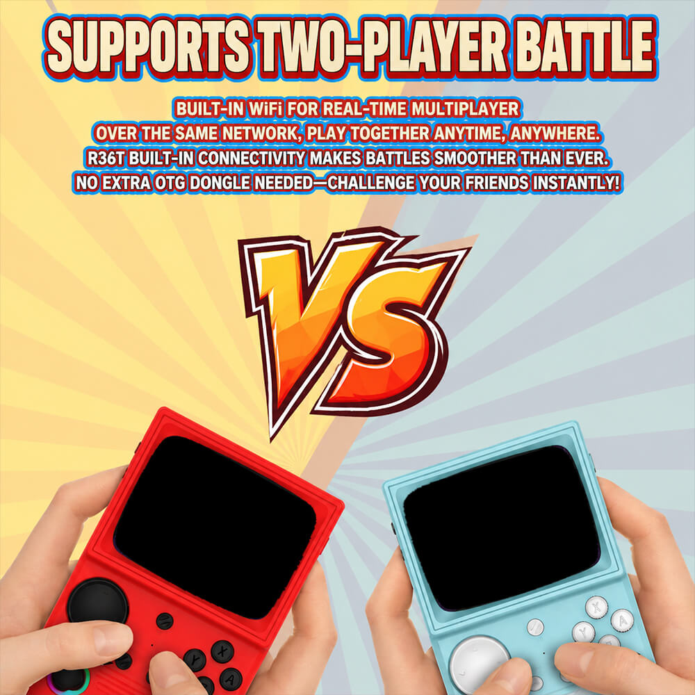 R36T Handheld Game Console Built-in 18000+ Games with 3000mAh Battery and RGB Light Joystick For Players